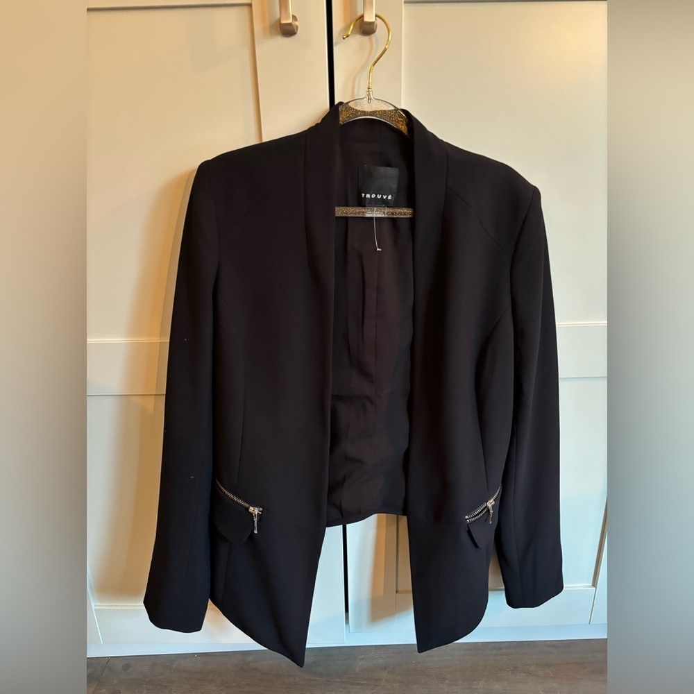 Trouve Blazer Jacket Crop Black Womens Size Small Workwear Going Out City Night